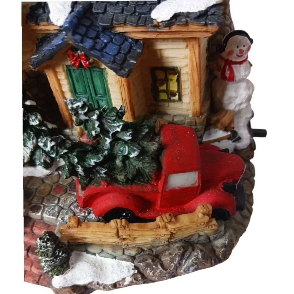 Collectible Resin Lighted Animated Windmill Christmas Village 11.5'tall